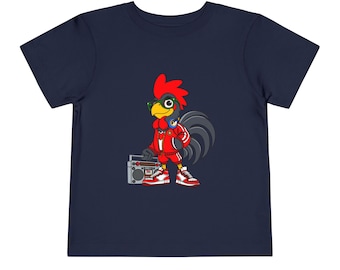 Hip-Hop Rooster Kids Tee, Toddler Short Sleeve Shirt, Fun T-Shirt, Hipster Apparel for Kids, Birthday Gift for Boys, Fun Theme Party