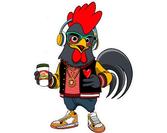 Hipster Rooster Kiss-Cut Vinyl Decals for Car