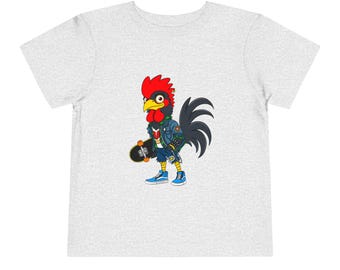 Punk Rock Rooster Toddler Tee, Fun Graphic Tee for Kids, Perfect Birthday Gift, Animal Lover Shirt, Summer Playwear