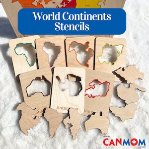 Montessori Continent stencils | World Continent stencils