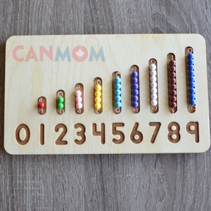 Montessori learning numbers 0-9 bead bars and number board | Montessori math materials | preschool | gift for children | homeschool