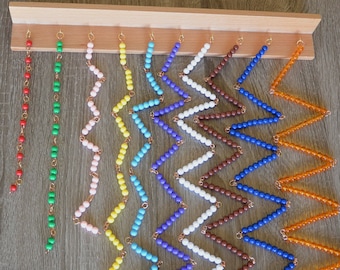 Cadenas de cuentas de multiplicación Montessori: Juguete para aprender matemáticas en casa