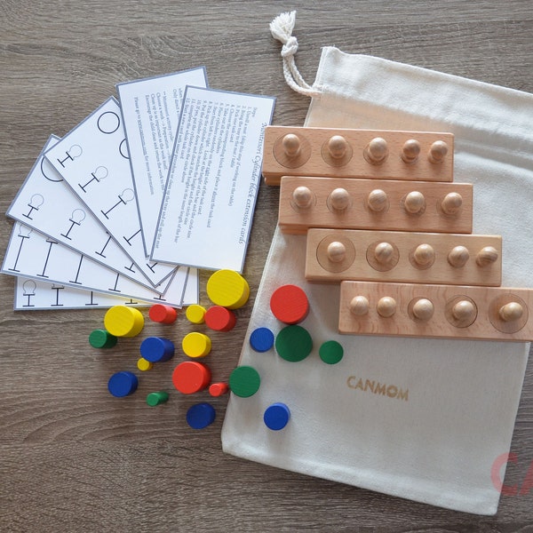 Holzlernspielzeug / Montessori Zylinder mit und ohne Knauf / Vorschulkind Lernpuzzle / Lernspielzeug