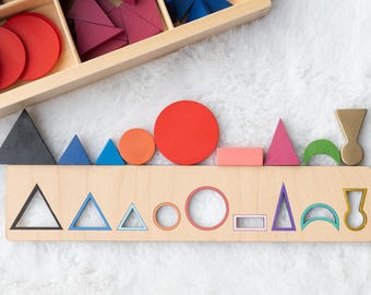 Plantilla Montessori de madera con código de colores para aprender gramática • Herramienta de aprendizaje de las 9 partes de la oración • 23 cm × 5 cm • Madera canadiense • Libre de impuestos y aranceles