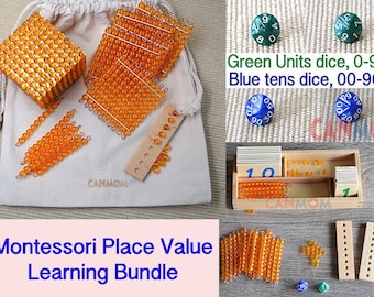 Montessori Math place value bundle / Montessori math toys / addition/ subtraction/ double digits / homeschool /  gift for children