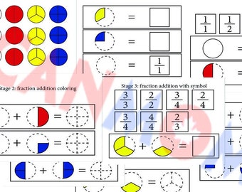 Montessori Fraction worksheet / Montessori Fraction task card / Math Fraction activity