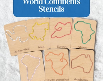 Wooden Montessori Continent Stencils: Geography Learning Tool