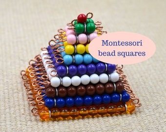 Montessori bead squares / Prep for multiplication /  skip counting practice / Free shipping / Math Materials