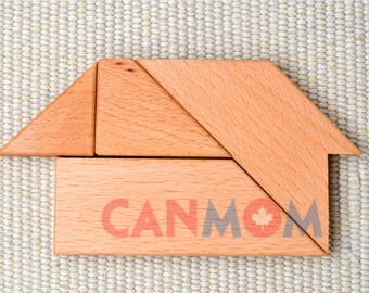 Natural wooden puzzle learning toy / brain teaser / birthday gift / puzzles tangram