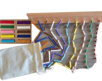 Cadenas de cuentas de multiplicación Montessori: Juguete matemático de madera para el aprendizaje en casa