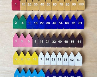 Montessori bead chain wooden tag arrows / Math educational learning material / times table / homeschooler / kids gift