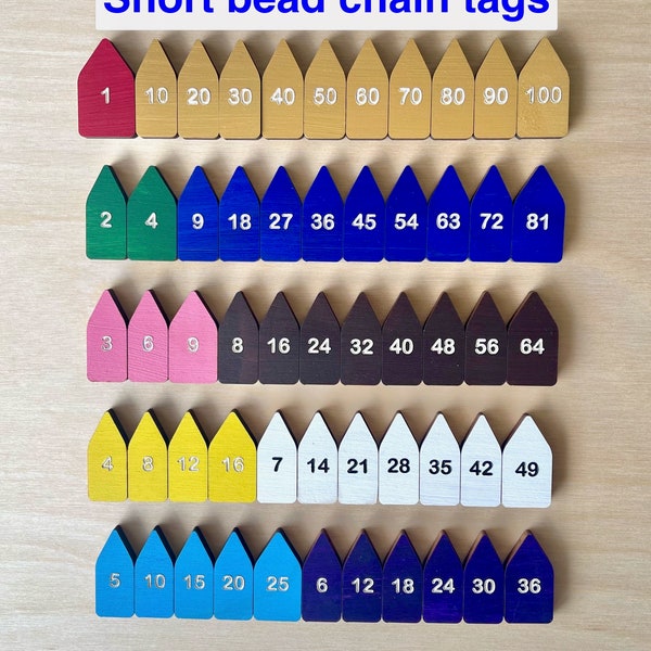 Montessori bead chain wooden tag arrows / Math educational learning material / times table / homeschooler / kids gift