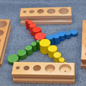 Montessori wooden educational puzzle / knobless cylinders set / kids gift / summer learning toy / kids busy bag imagem 3