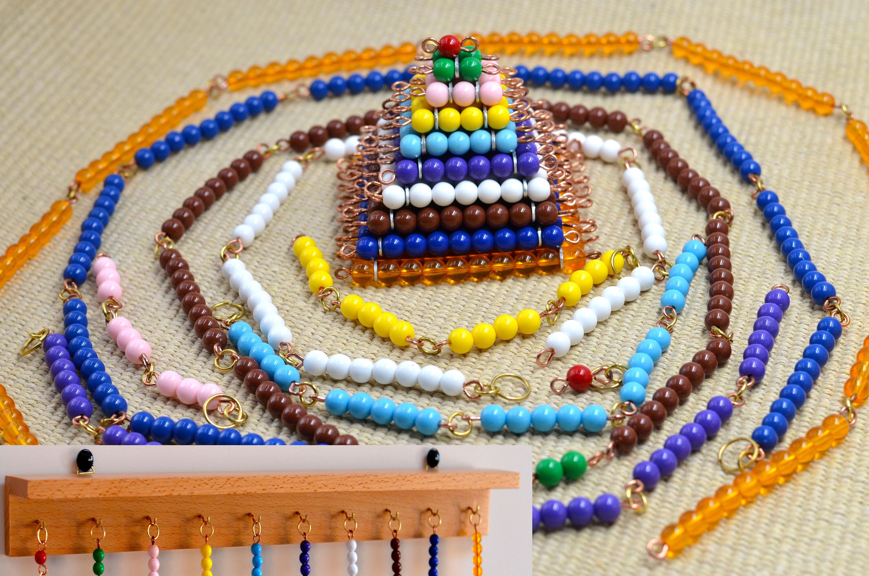 Montessori short bead chains with hanger / Math educational | Etsy