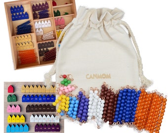 Montessori short bead chains with wooden tag / Math educational learning material / times table / homeschooler / kids gift