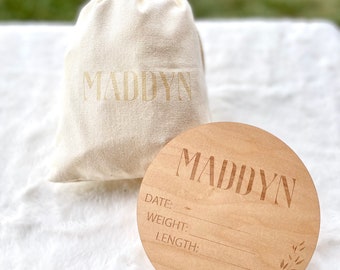 Baby Name Sign  | All natural Canadian Maple wood | Birth Announcement | Baby Gift | Birth details