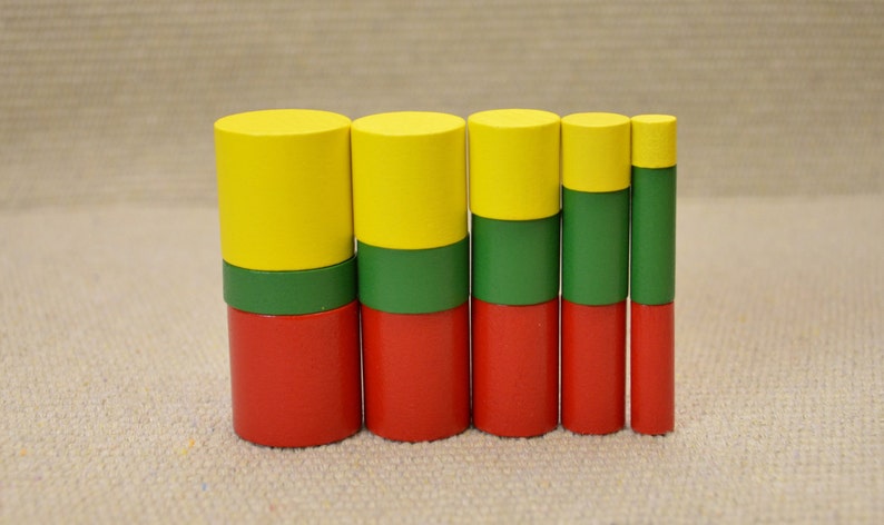 Montessori wooden educational puzzle / knobless cylinders set / kids gift / summer learning toy / kids busy bag image 8