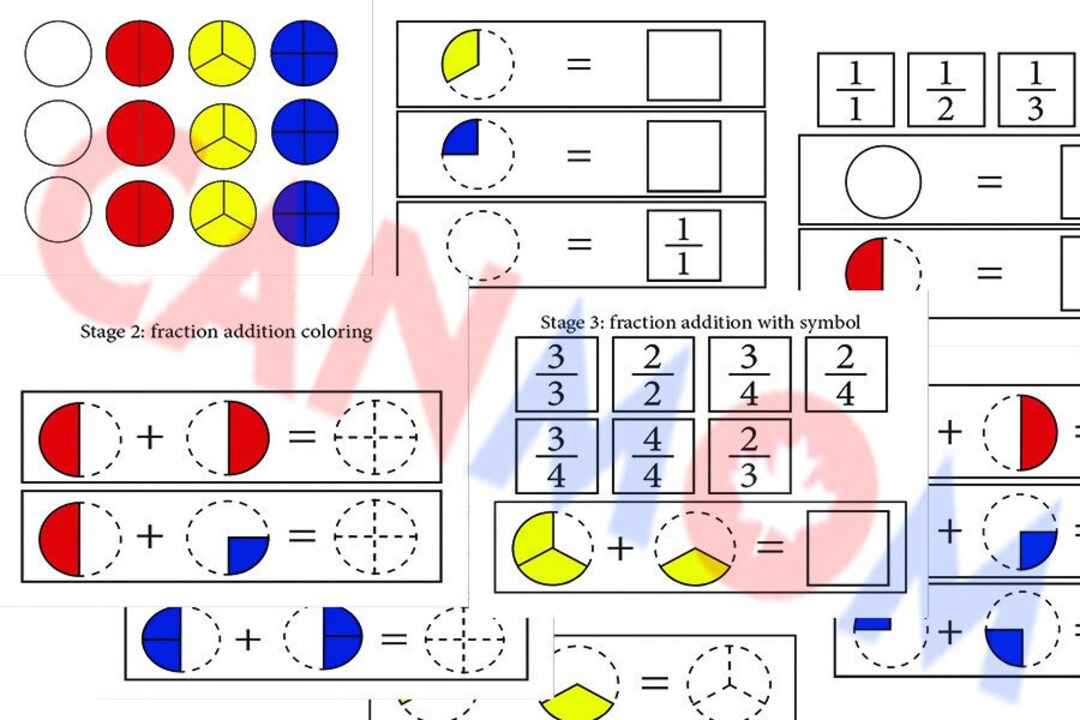 Montessori Fraction Worksheet: Math Activity Task Cards (PDF) - Etsy