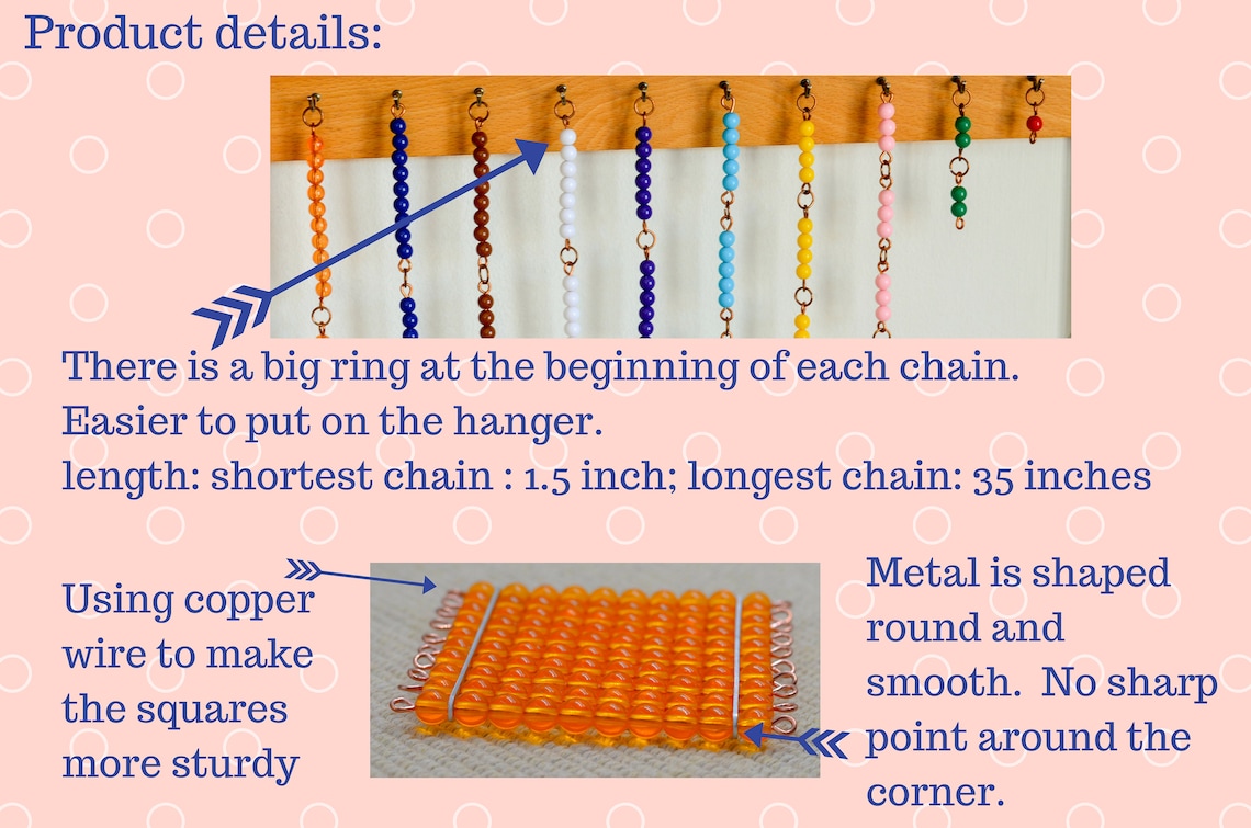 Montessori short bead chains / Math educational learning Etsy