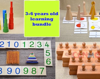 Montessori learning toys / learning bundle set / Montessori cylinders / fraction skittles / two digits learning / math learning set