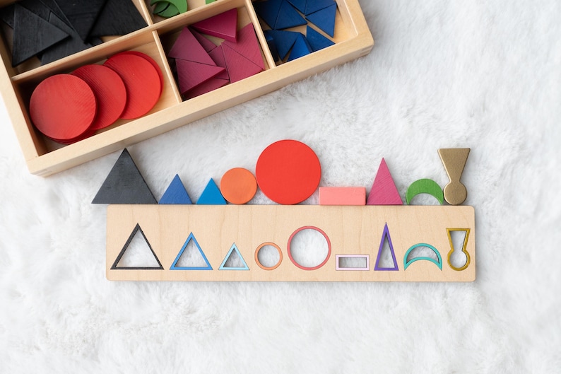 Color-Coded Wooden Montessori Grammar Stencil • 9 Parts of Speech Learning Tool • 9″ × 2″ • Canadian Wood • Duty & Tariff Free image 1