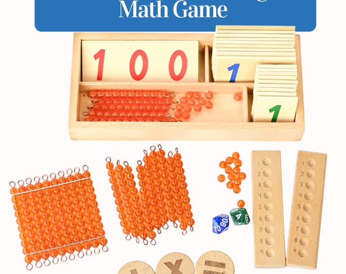 Montessori Math Game: Double Digits Addition with Beads & Dice