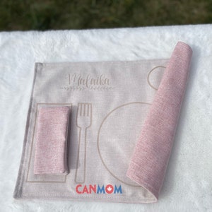 Montessori placemat with napkin set/ personalized placemat