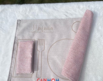 Montessori placemat with napkin set/ personalized placemat