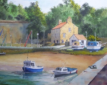 Dysart Harbour.  An Original Watercolour by Mike Lowe.