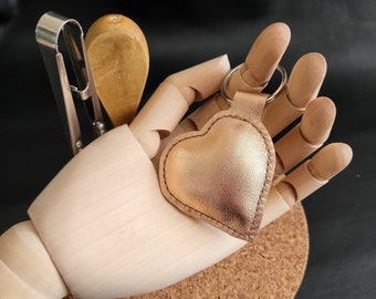 Leather keychain heart for lovers