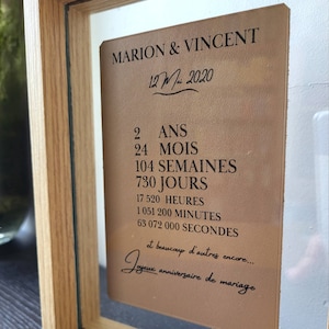 Carte noces de cuir 2 ans de mariage, cadeau anniversaire de mariage personnalisé, cadeau de mariage image 2