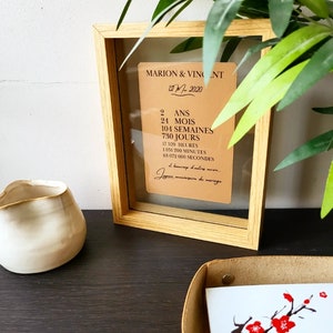 Carte noces de cuir 2 ans de mariage, cadeau anniversaire de mariage personnalisé, cadeau de mariage image 3