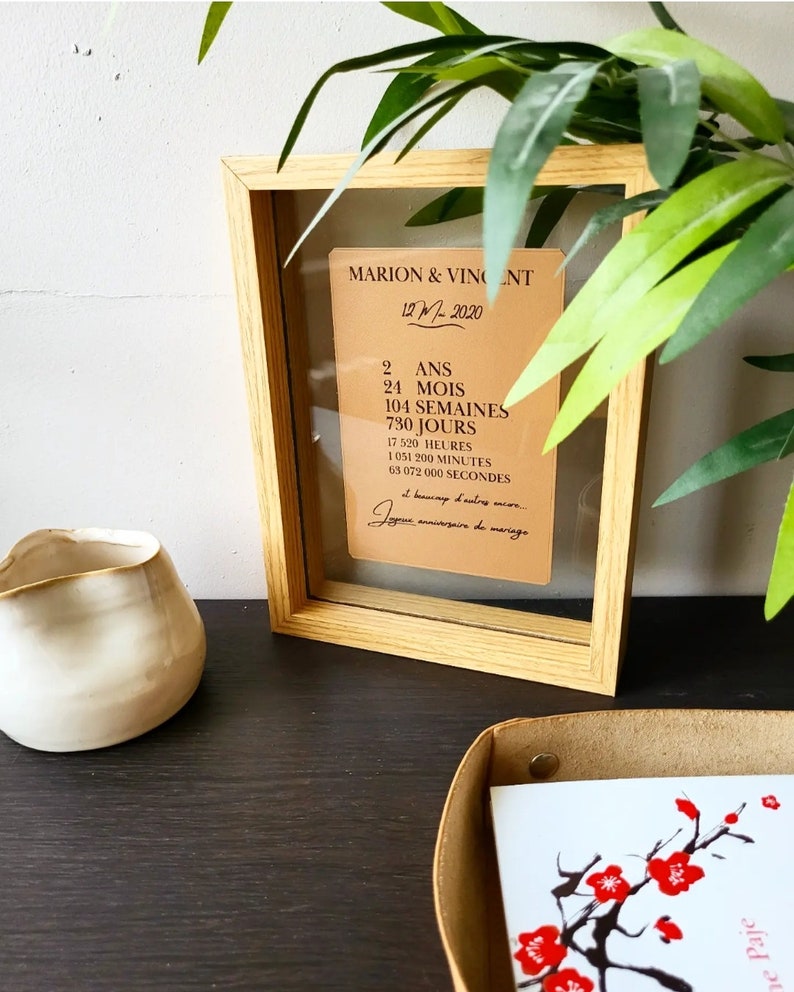 Carte noces de cuir 2 ans de mariage, cadeau anniversaire de mariage personnalisé, cadeau de mariage image 3