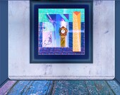Enigmatic & Intriguing, Digital, Home Decor Art; Museum Quality Fine Art Print, Paper, (Orange-Blue, Square, Height-19.68 in)