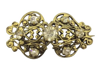 Antique Small Filigree Paste Brooch Pin c.1920