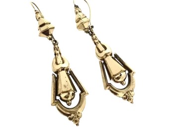 Victorian Day & Night Drop Stud Earrings Gold Filled