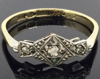 Platinum 9CT Diamond Ring Art Deco Hallmarked