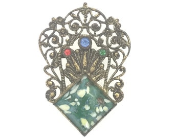 Antique Art Deco Czechoslovak Hallmarked Pendant Belt Buckle