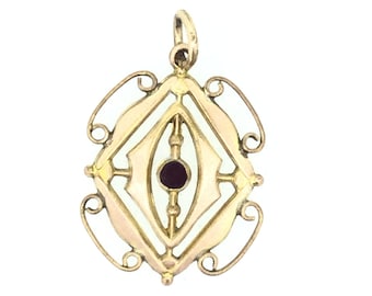 Antique Art Nouveau Rolled Gold Garnet Pendant
