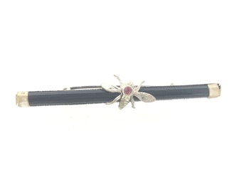 French Jet Dragonfly Pink Paste Costume Brooch C.1935