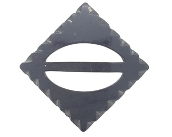 Vintage Black Carved Lucite Belt Buckle