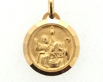 Medalla colgante religiosa vintage de 10K
