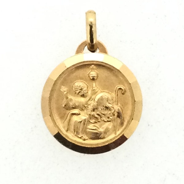 Médaille pendentif religieuse vintage 10K