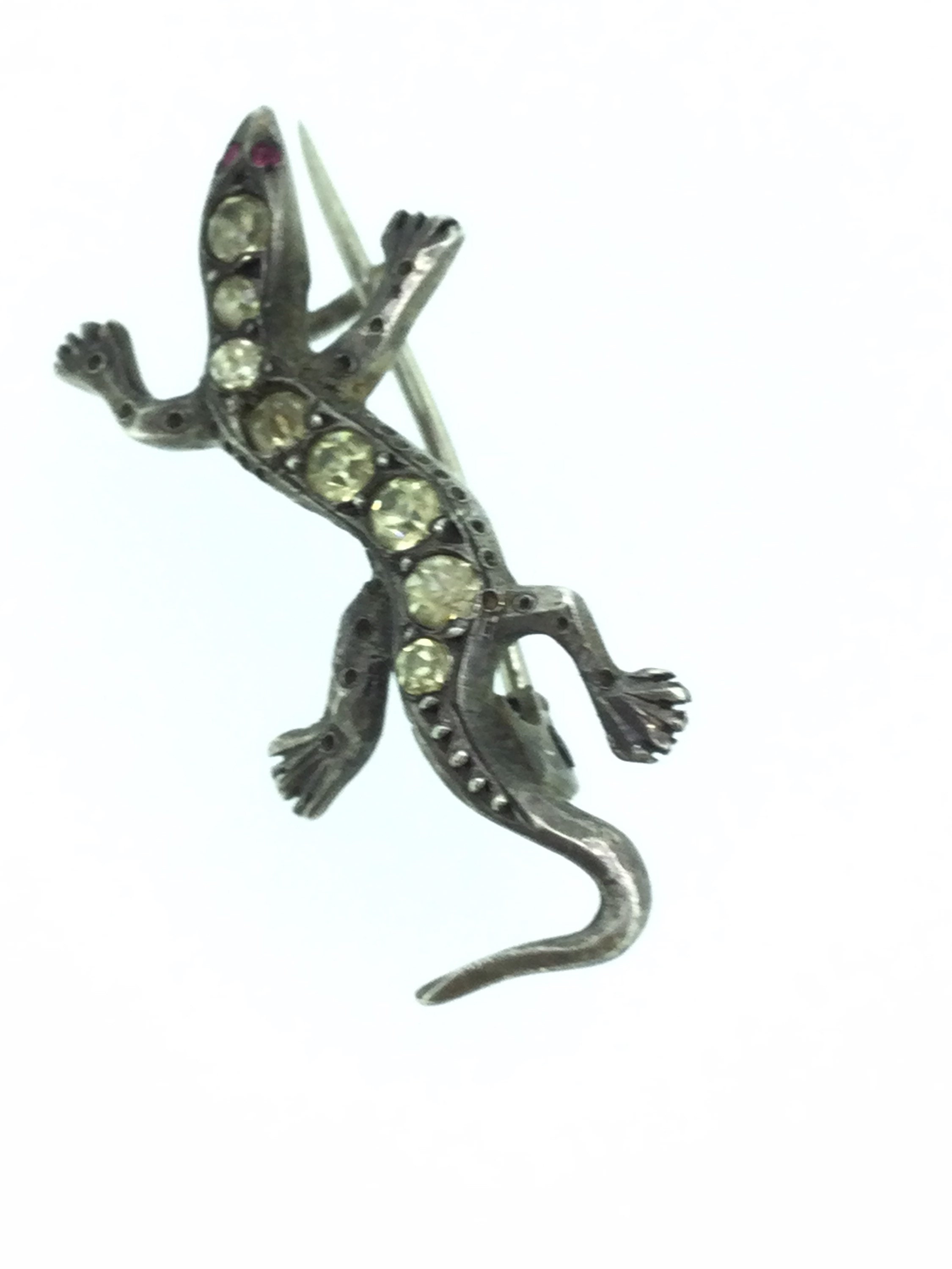 Small Salamander Pin Brooch Silver 900 Hallmarked Garnet Eyes | Etsy