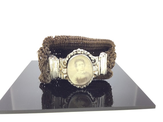 Rare Victorian Braided Hair Locket Mourning Bracelet