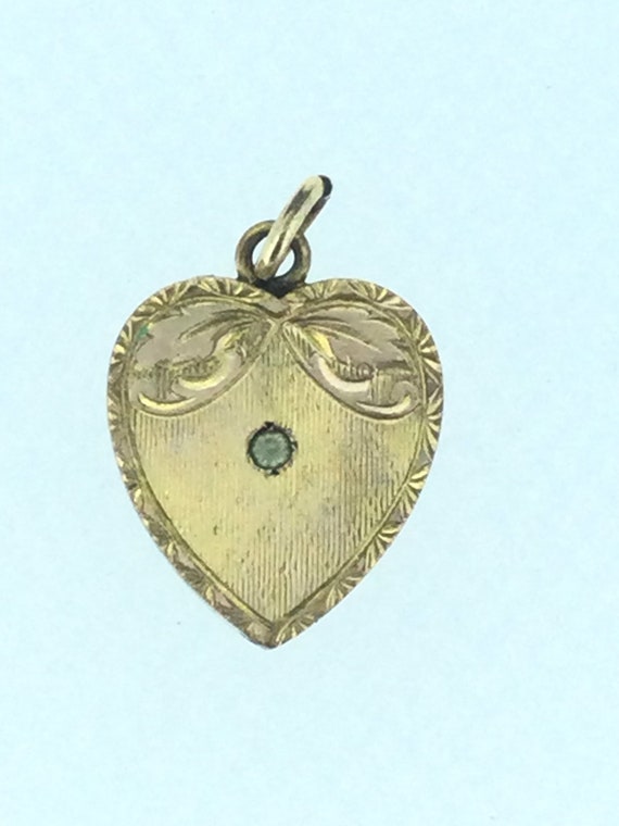 Antique Edwardian Patterned Paste Heart Pendant D… - image 8