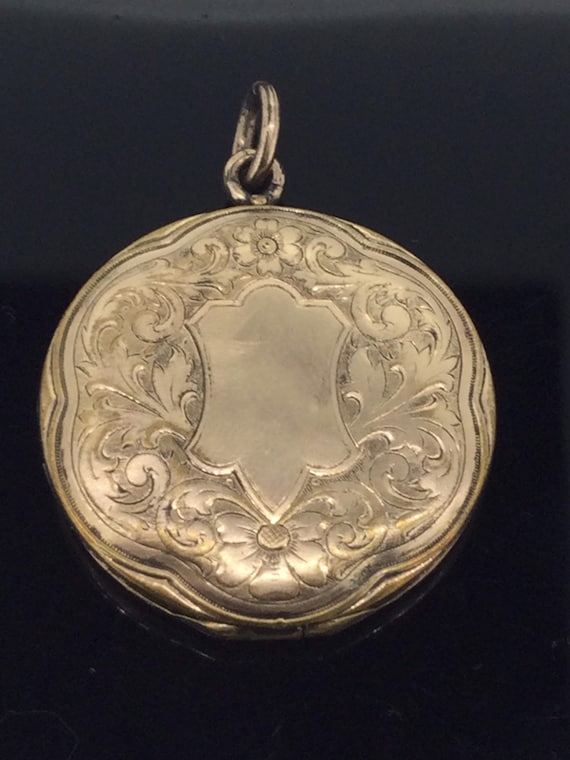 Antique Victorian Rose Rolled Gold Locket Pendant 