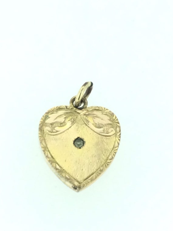 Antique Edwardian Patterned Paste Heart Pendant D… - image 5