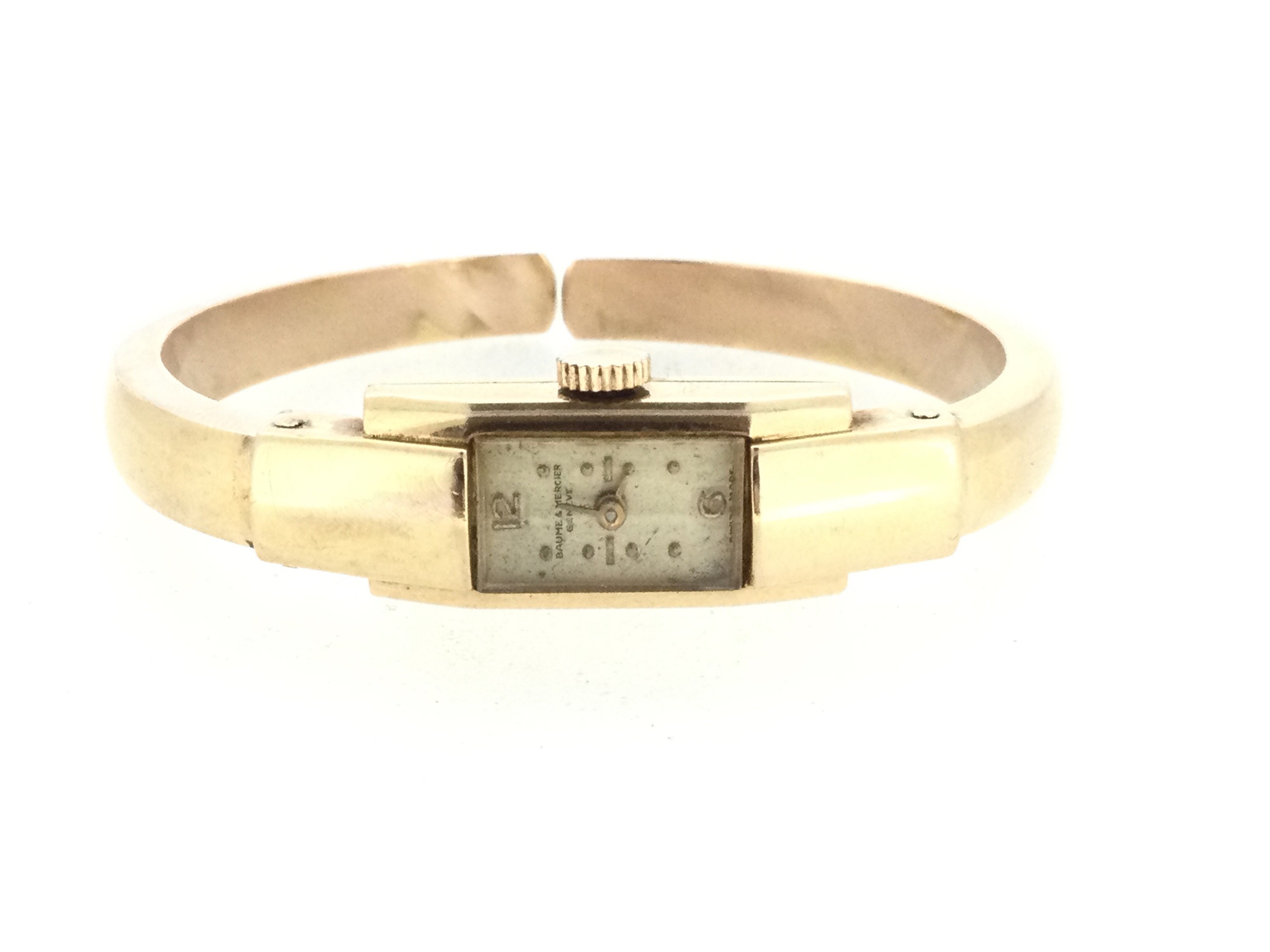 Mercier 18CT Solid Gold Marquise Bangle Watch 1946 Post Etsy