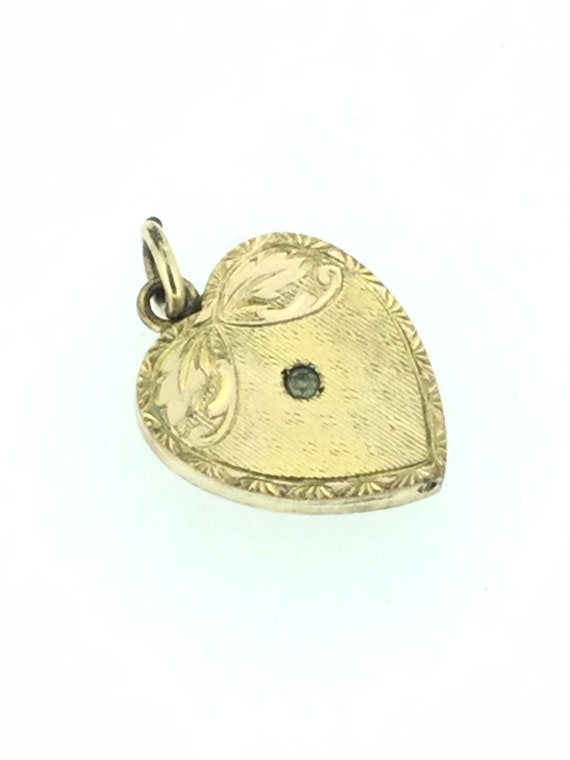 Antique Edwardian Patterned Paste Heart Pendant D… - image 2